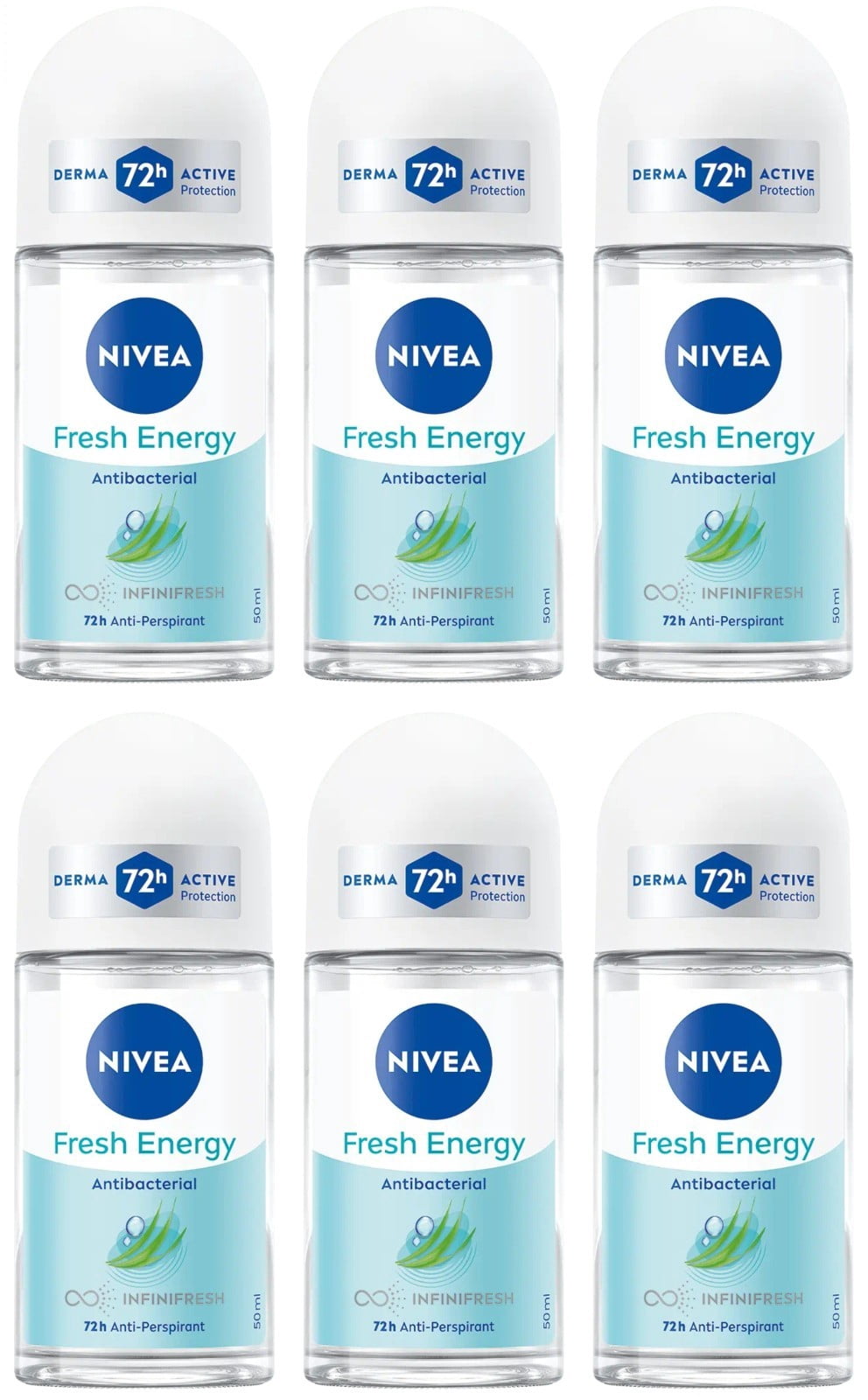 Nivea Fresh Energy 72H Anti-Perspirant Roll-On Deodorant, 50ml, 6