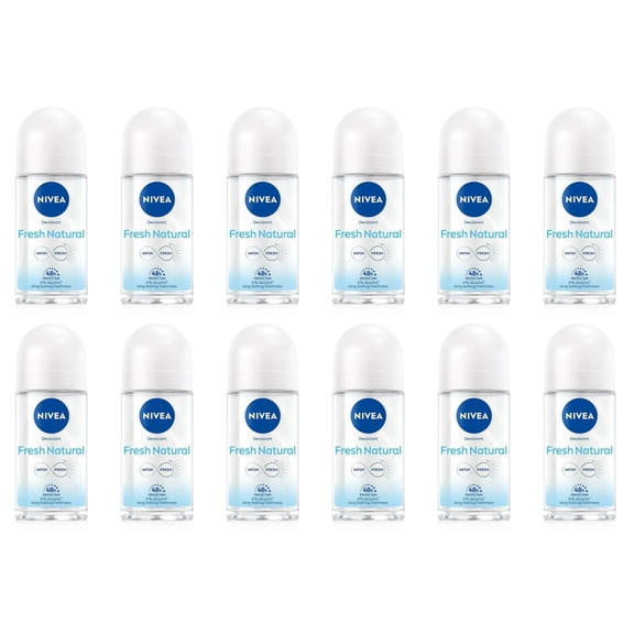 Nivea Fresh Natural Infini-Fresh Roll-On Deodorant Antibacterial 48 Hr.50ml 12Pk