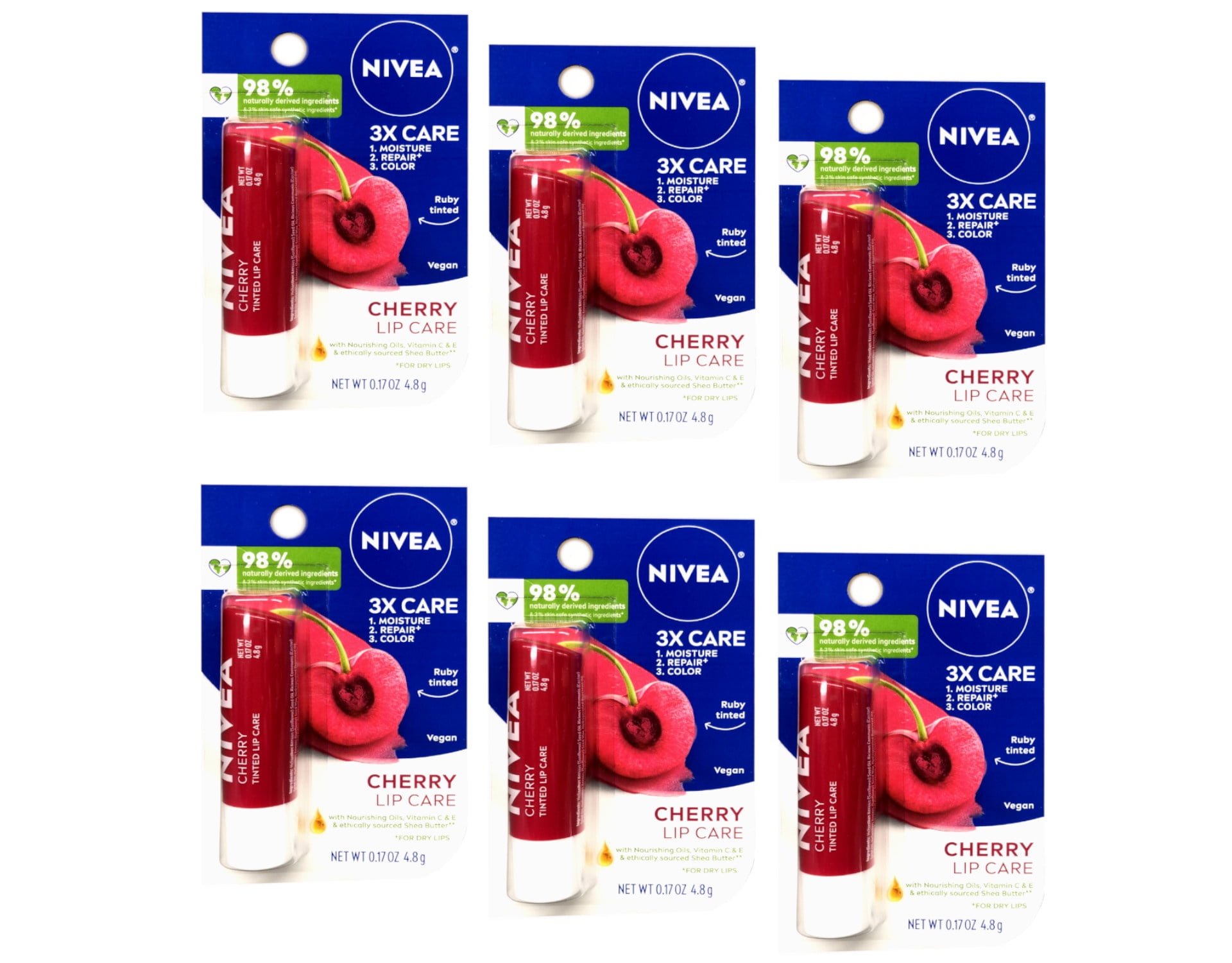 Nivea Lip Care A Kiss of Flavor Lip Care Stick Cherry (Pack of 6)
