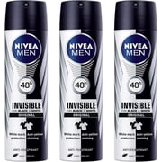 Nivea MEN Invisible Black and White Anti Perspirant Spray 150ml Pack of 3