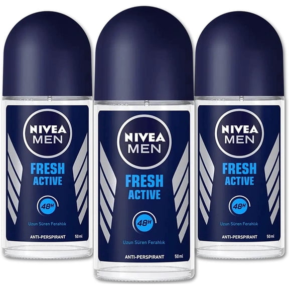 Nivea Men Fresh Active Antiperspirant Deodorant Gel, Long-Lasting Freshness with Ocean Extracts, 1.7 oz (Pack of 3)