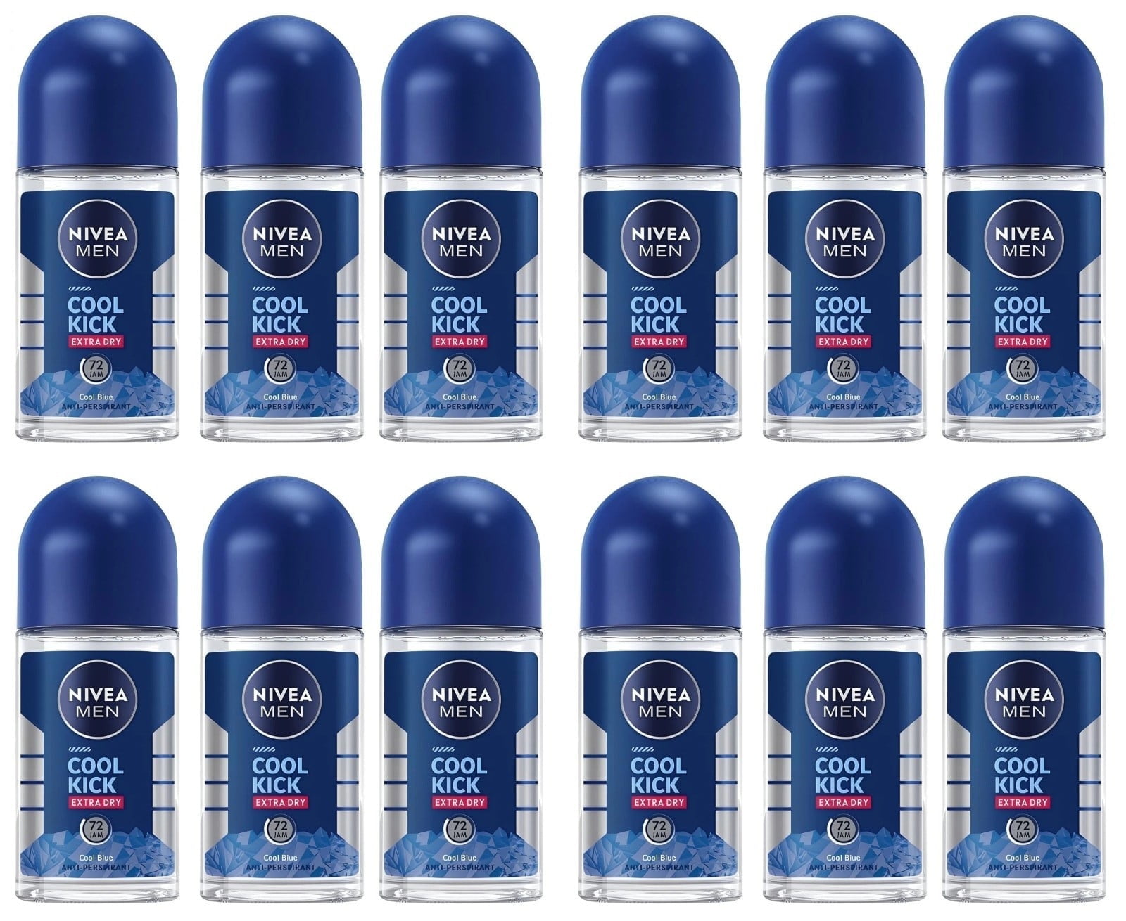 Nivea Men Cool Kick Anti-perspirant Deodorant ROLL-ON, 50 ML  1.7 OZ 12 Pack