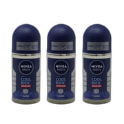 Nivea Men Cool Kick Roll-On Deodorant, Cooling Sensation for Active Men, Refreshing Scent for Everyday Underarm Freshness, 50ml - Pack of 3