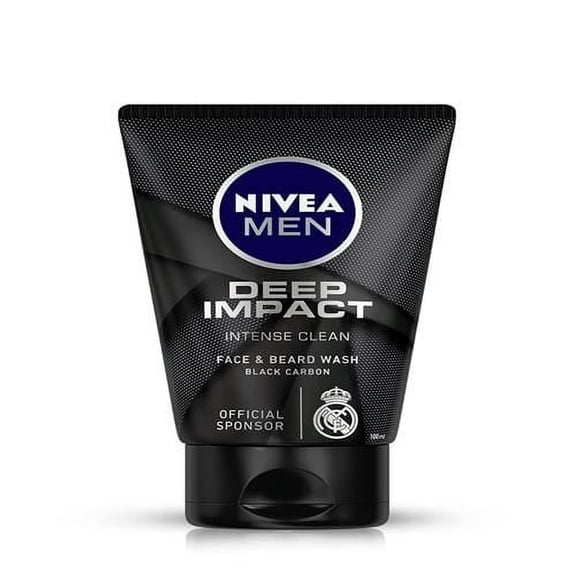 Nivea Men Deep Impact Intense Clean Face And Beard Wash - Black Carbon, 100 Ml (3.3 Oz) Packaging May Vary - Pack of 2