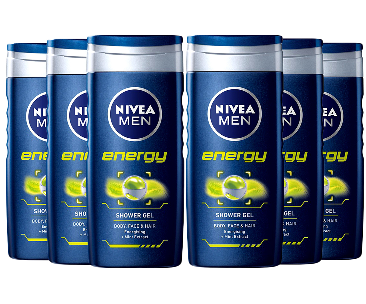 Nivea Men Energy 2in1 Shower Gel 250 ml Pack of 6