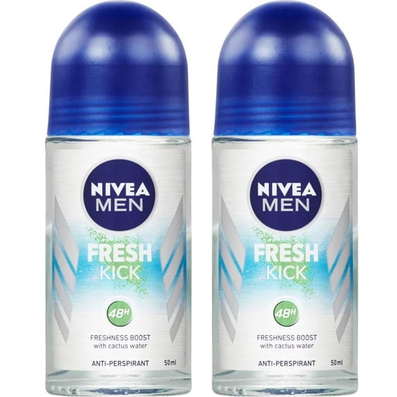 Nivea Men Fresh Kick 48-Hour Protection Anti Perspirant Roll On 2-Pack (2 X 50Ml)