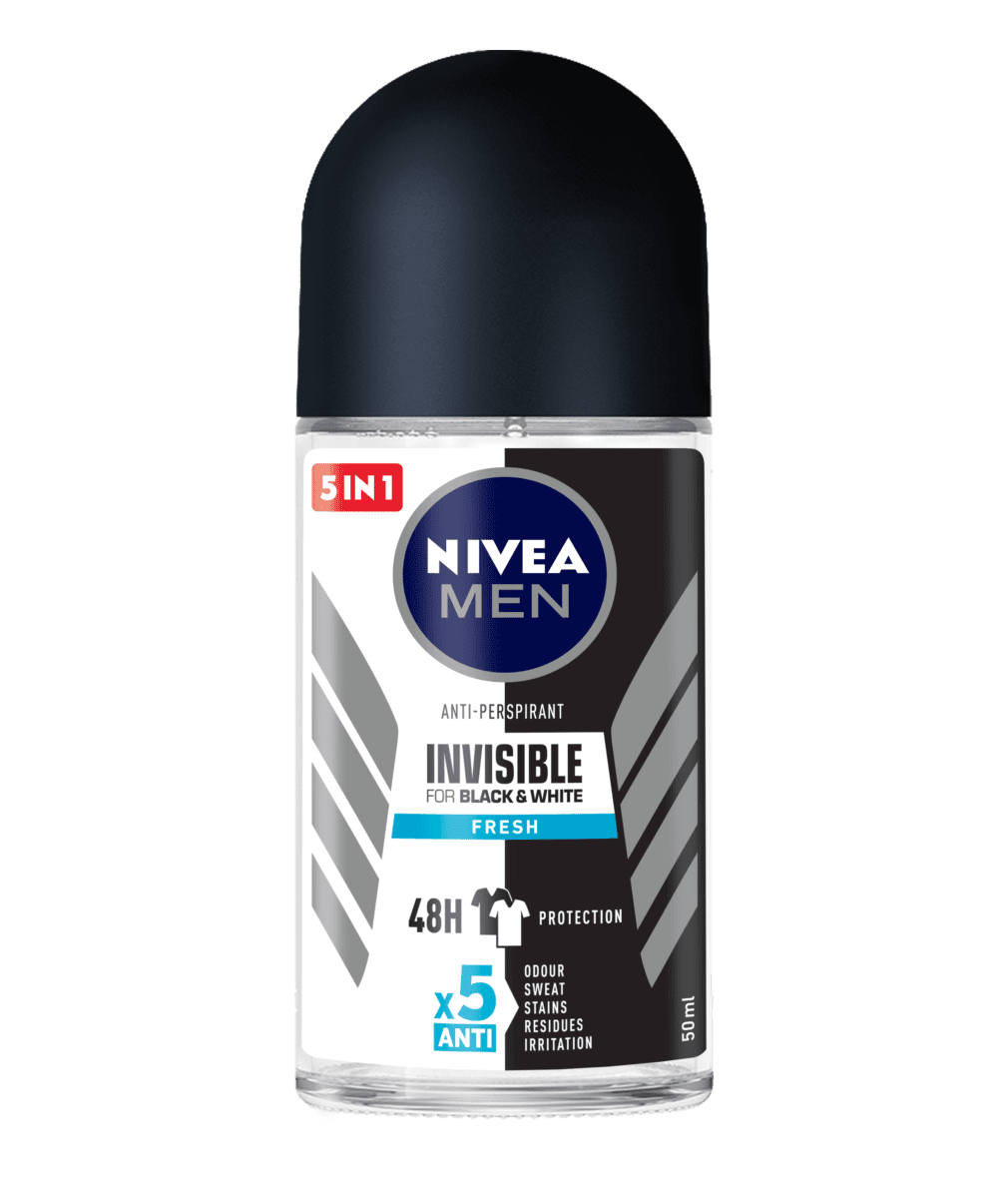 Nivea Men Invisible Fresh Deodorant Antiperspirant Roll On 50ml, Pack of 6