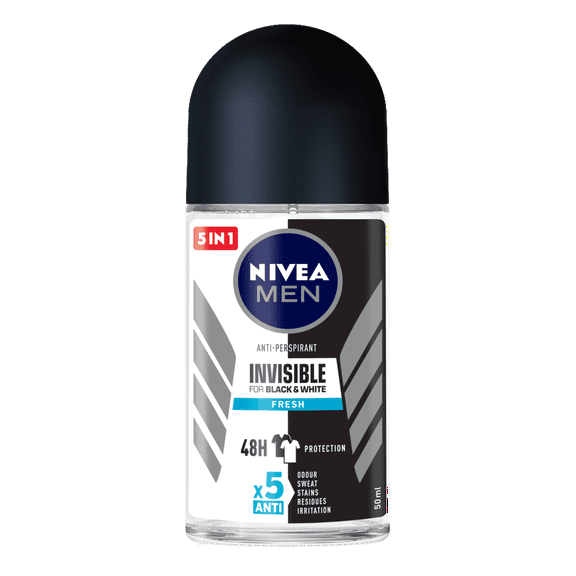 Nivea Men Invisible Fresh Deodorant Antiperspirant Roll On 50ml, Pack of 6