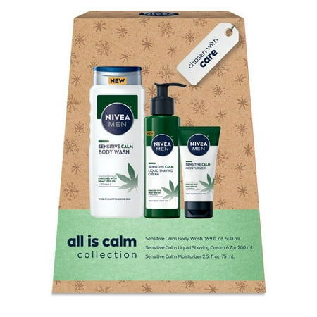 Nivea Men Sensitive Calm 3 Piece Gift Set, All is Calm Collection, Skincare Gift Set, Mens Body Wash Gift Set