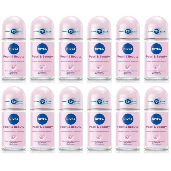 Nivea Pearl & Beauty Roll-On Deodorant Pearl Avocado Oil 1.7oz-50ml Pack 12