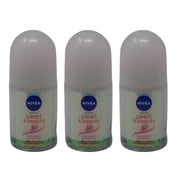 Nivea Pearl & Beauty Roll-On Deodorant, Smooth and Radiant Underarm Skin, Pearl Extract Formula with Delicate Feminine Scent, 25ml - Pack of 3