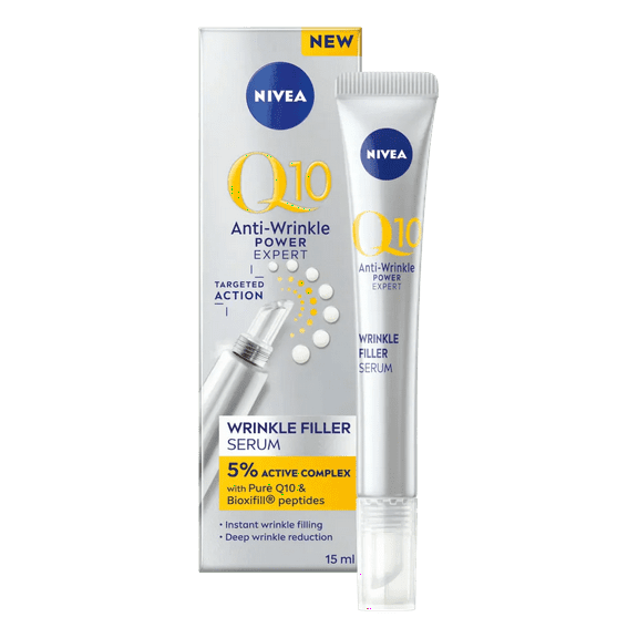 Nivea Q10 Anti-Wrinkle Power Wrinkle Filler Serum with Bioxifill Peptides 15ml / 0.5 fl oz