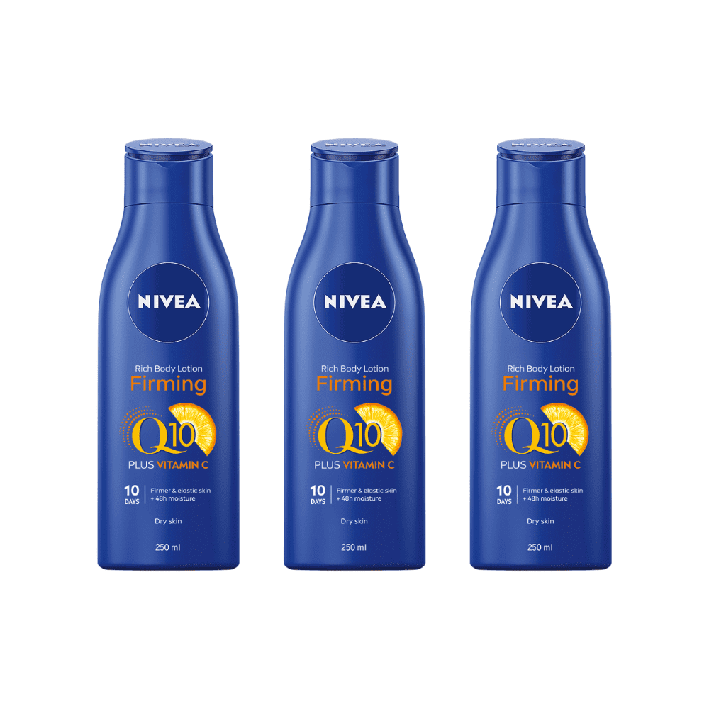 Nivea Q10 + Vitamin C Firming Body Lotion for Dry Skin 400ml / 13.5 fl oz - 3 Pack