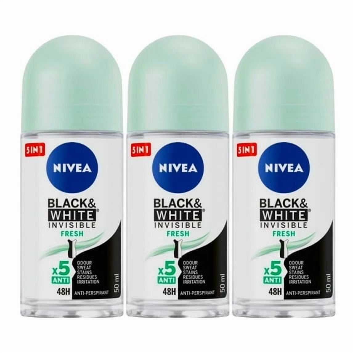 Nivea Roll On Deodorant for Women Black & White Invisible Fresh - Pack Of 3