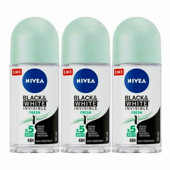Nivea Roll On Deodorant for Women Black & White Invisible Fresh - Pack Of 3