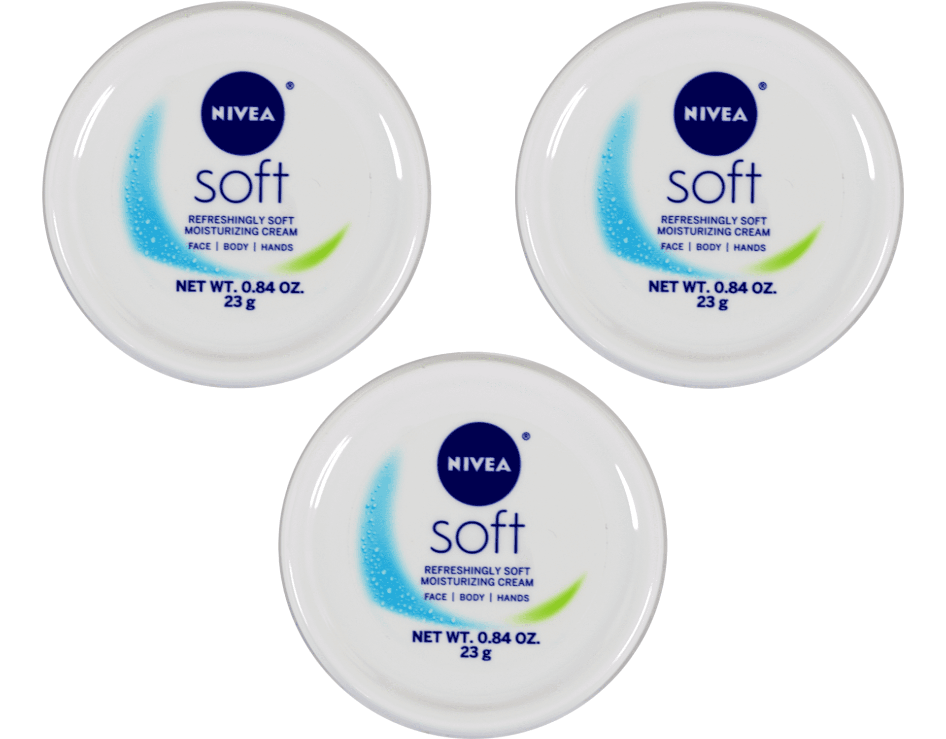 Nivea Soft Refreshingly Soft Moisturizing Cream for Face, Body and Hands Travel Size 0.84 oz Pack of 3