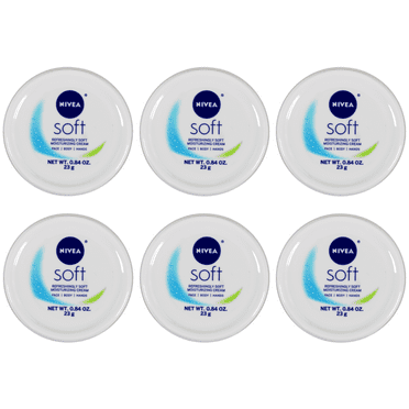 Nivea Soft Refreshingly Soft Moisturizing Cream for Face, Body and Hands Travel Size 0.84 oz Pack of 6