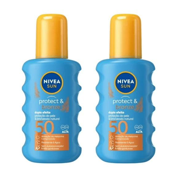 Nivea Sun Protect & Bronze Tan Activating Sun Cream Spray SPF50 200ml / 6.8 fl.oz - 2 Pack