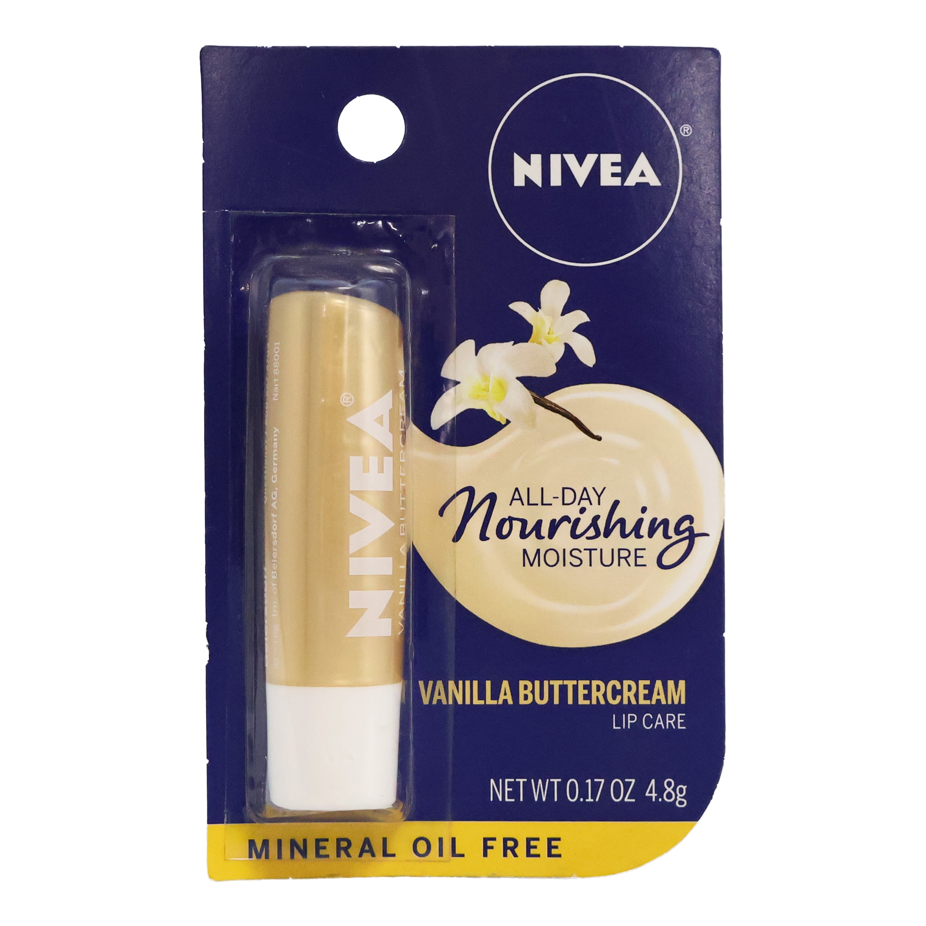 Nivea Vanilla Buttercream Lip Care, 0.17 Oz., Pack of 12