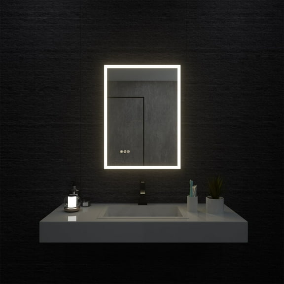 Niveal 22 x 30 Edge LED Lighted Wall Mounted Bathroom Mirror Modern Rectrangle Vanity Mirror with Anti-Fog