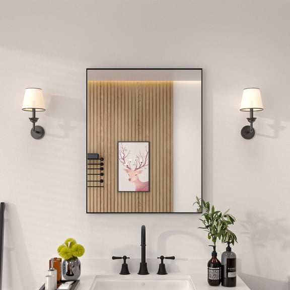 Niveal 24" x 30" Mirror for Wall Rectangular Framed Wall Mirror,Makup Mirror,Vanity Mirror for Room/Bathroom Black