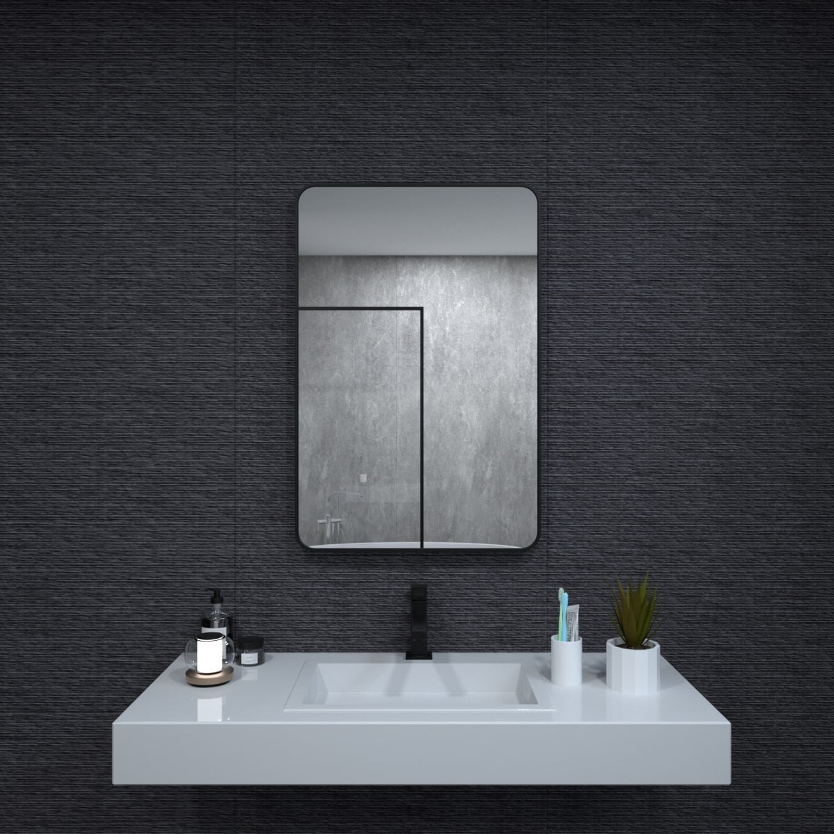 Niveal 24'' x 36'' Silver and Gold Rectangular Bathroom Mirror