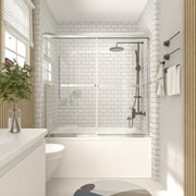 Niveal 55"-59" W x 56" H Framed Double Sliding Tub Door Clear Glass,Silver Finish