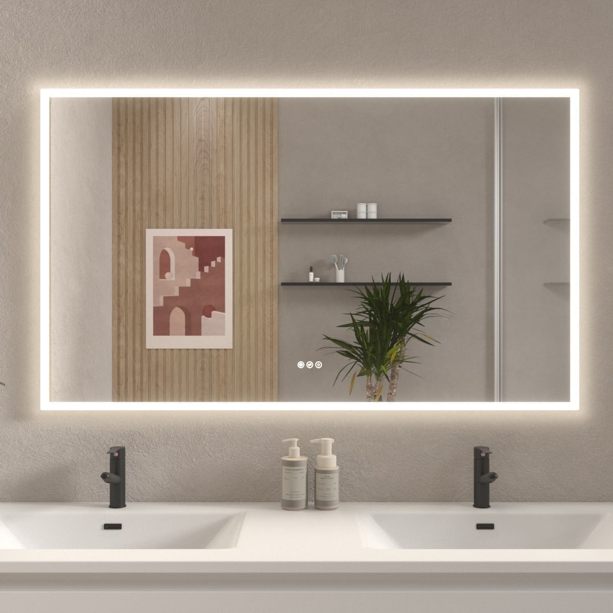 Clear 60" x 36" Frameless LED Bathroom Vanity Mirror