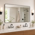 thumbnail image 1 of Niveal 60"x36 Wall Mirror Rounded Corners Hanging Vanity Mirror Oil-Rubbed Bronze Modern Rectangular Aluminum Framed Mirror, 1 of 12