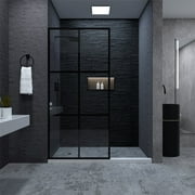 Niveal Framed Shower Glass Panel,34" W x 72" H Shower Screen With SGCC Tempered Glass in Matte Black