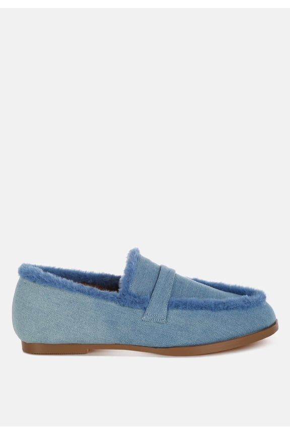 Nivena Fur Detail Denim Loafers