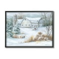 thumbnail image 1 of Niveous Country Barn Snow Scene Landscape Painting Black Framed Art Print Wall Art, 1 of 7