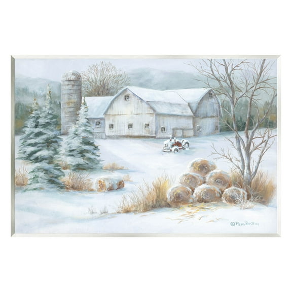 Niveous Country Barn Snow Scene Landscape Painting Unframed Art Print Wall Art