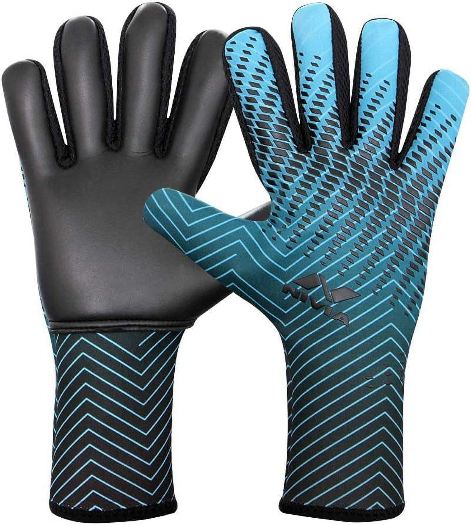 NIVIA Latex Ashtang Goalkeeper Gloves - Medium, Sky Blue/Forest Green