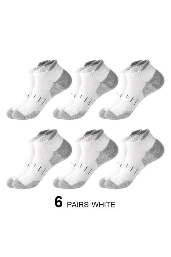 6 Pairs Mens Ankle Socks Athletic Running Cushioned Men's Breathable Low Cut Socks,Sizes 6-12