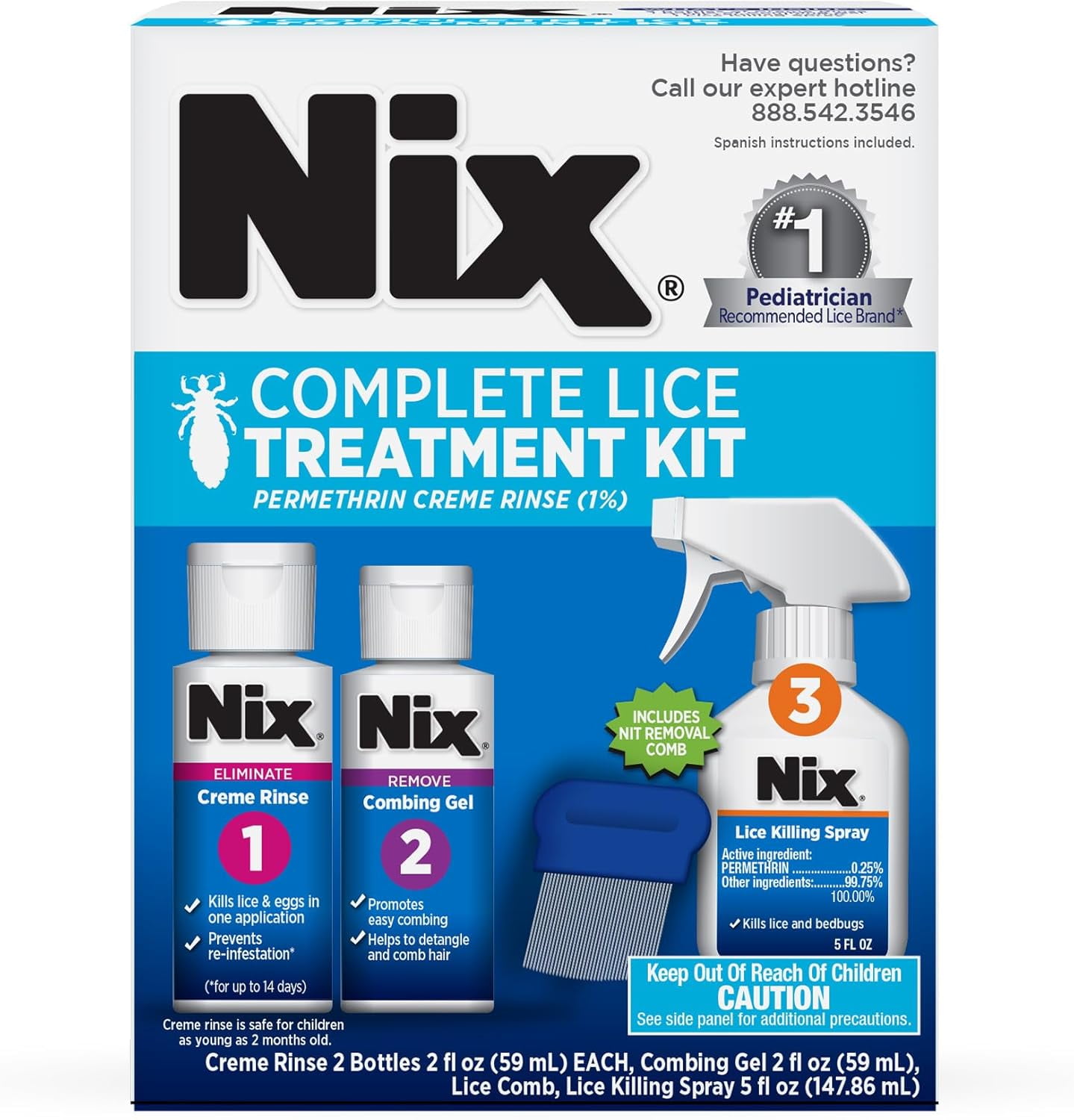 Nix Complete Lice Treatment Kit, Lice Treatment for Hair, Lice Spray