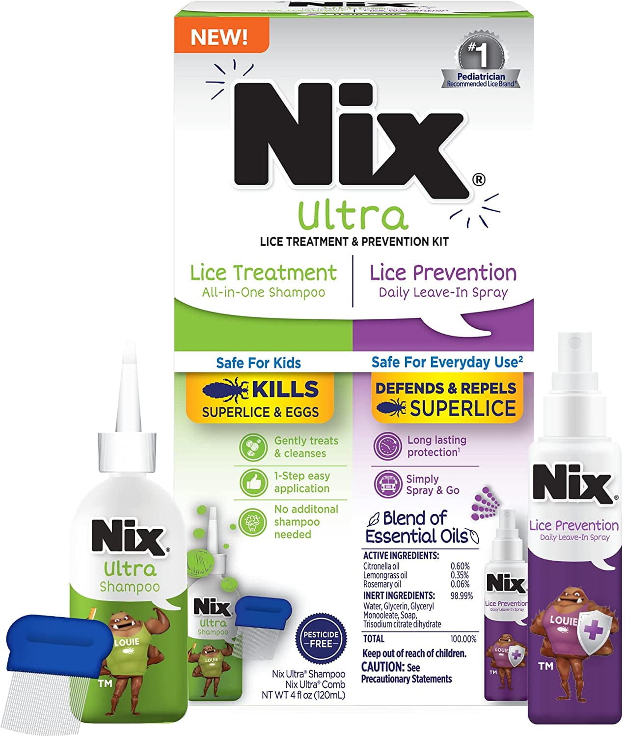 Nix Lice Treatment & Prevention Kit, AllinOne Shampoo, 4 fl oz, with