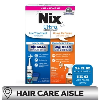 Nix Ultra Lice Removal Kit, 3.4oz Lice Treatment Hair Solution & Comb + 5oz Home Bedbug Spray, 1 Kit
