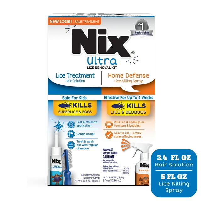 Nix Ultra Lice Removal Kit, 3.4oz Lice Treatment Hair Solution & Comb