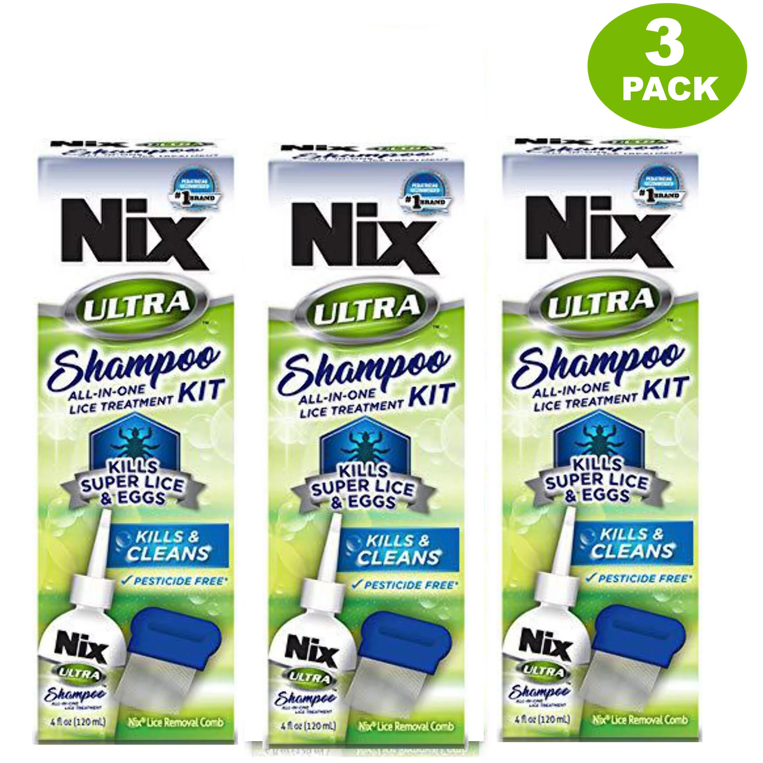 Nix Ultra Superlice Treatment, AllinOne Shampoo, 3 fl oz each & Lice