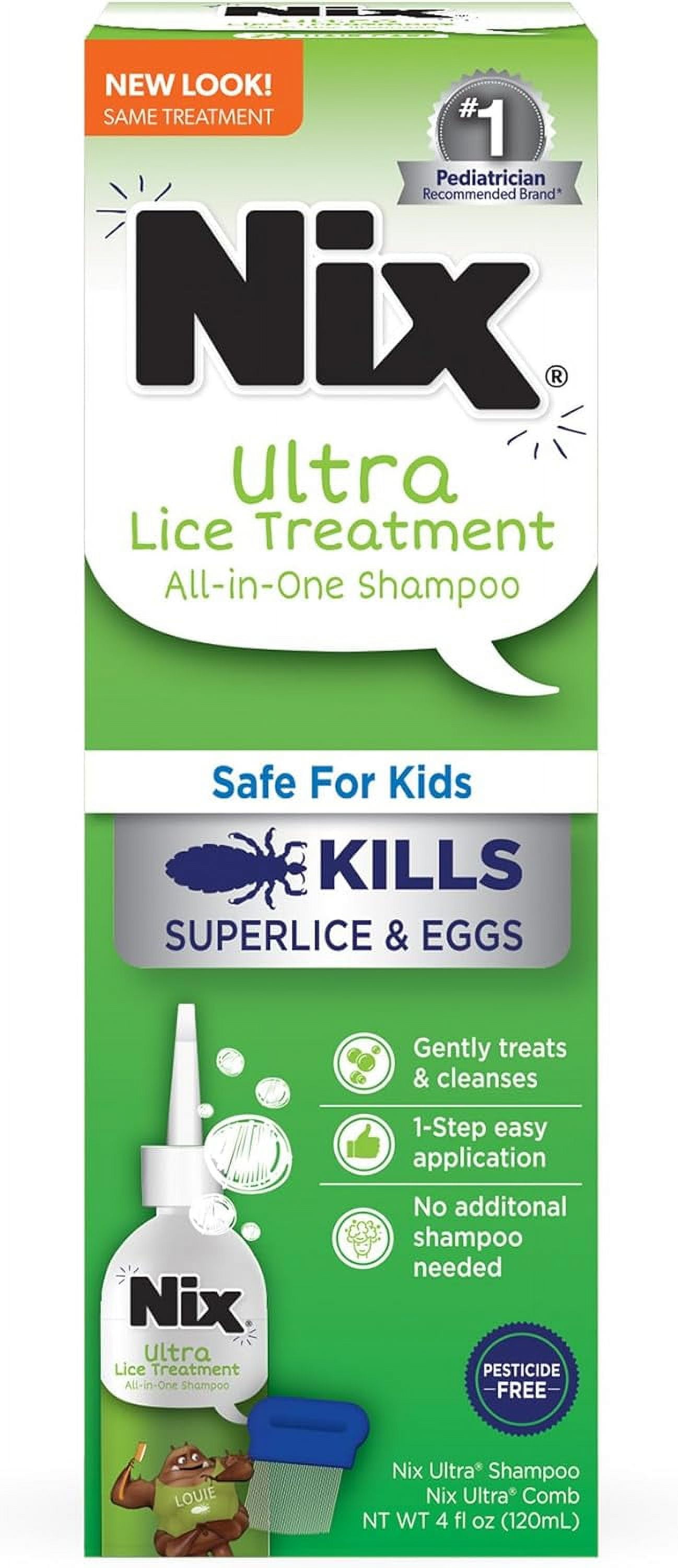 Nix Ultra Superlice Treatment, All-in-One Shampoo, 4 Fl Oz & Lice ...