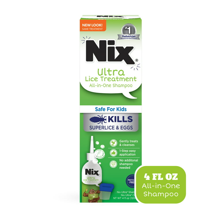 Nix Ultra Superlice Treatment, All-in-One Shampoo, 4 fl oz & Lice Removal  Comb