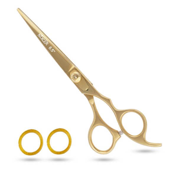 Nixcer - Professional Razor Edge Stainless Steel Hair Cutting Scissors - 6.5 inch - Gold