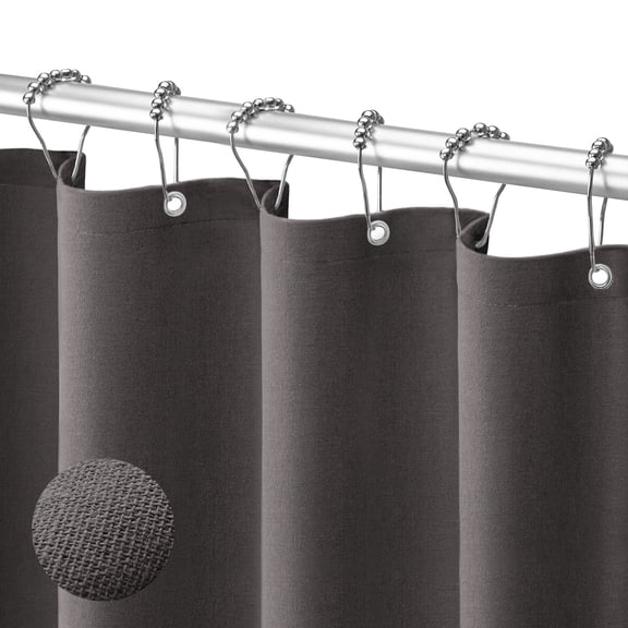 NixiYa Linen Shower Curtain Farmhouse Heavy Duty Fabric Shower Curtain for Bathroom,72"x72",Dark Gray