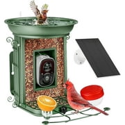 NixiYa Smart Bird Feeder with Camera and Bird Bath, Solar Powered Outdoor Feeder, AI Bird Identification, App Notifications