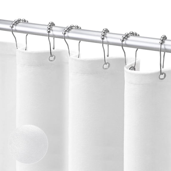 NixiYa White Shower Curtain Linen Farmhouse Shower Curtain for Bathroom,72"x72"