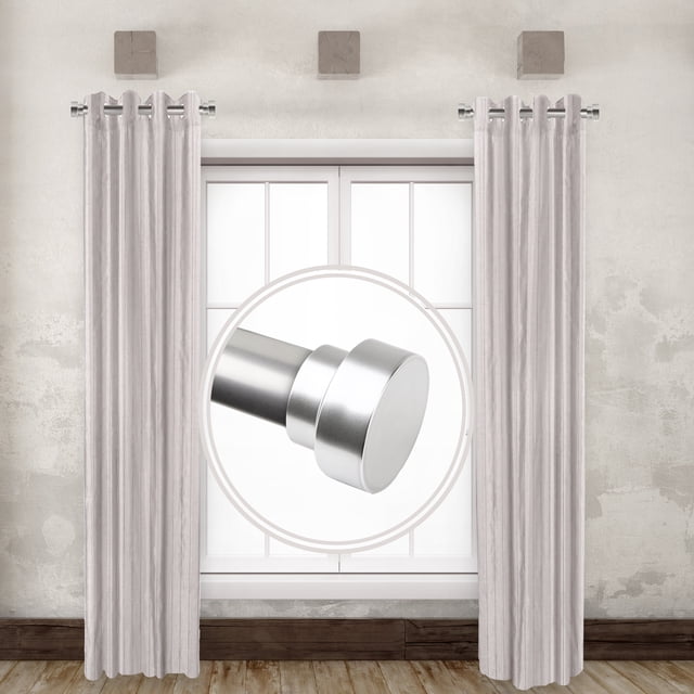 Nixie 1" Dia Side Window Curtain rod 12-20 inch long (Set of 2) - Satin Nickel