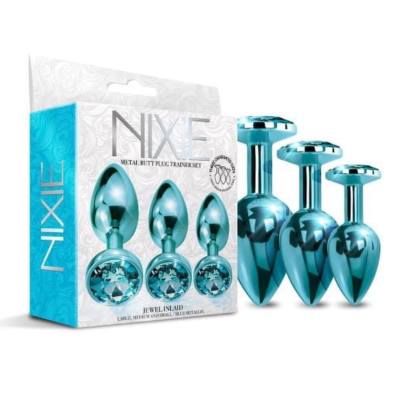 Nixie Metal Bejeweled Aluminum Anal Plug, Blue