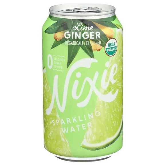 Nixie Organic Lime Ginger Sparkling Water, 12 Fluid Ounce - 8 count per pack -- 3 packs per Case.