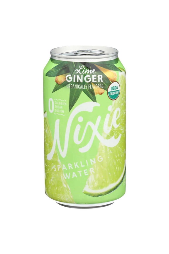 Nixie Organic Lime Ginger Sparkling Water, 12 Fluid Ounce - 8 count per pack -- 3 packs per Case.